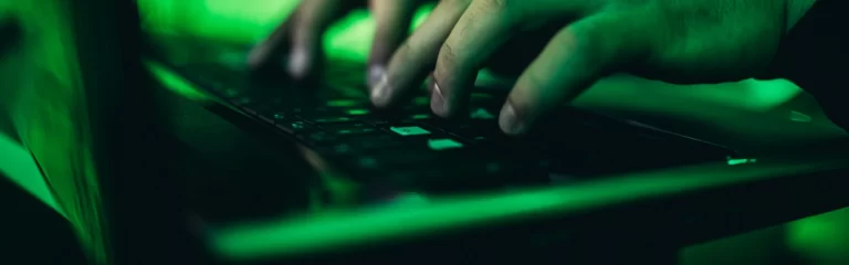 Typing on a Laptop - Green Lighting
