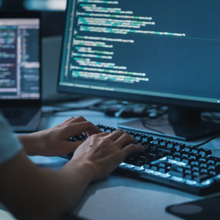 Cyber security specialist typing