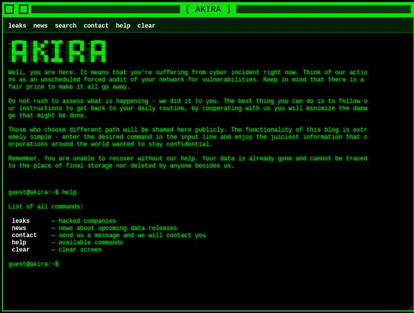 Akira - Website - Home